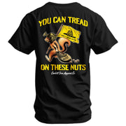Tread On These Nuts Patriotic Men's T-Shirt [Black, White & Tan]